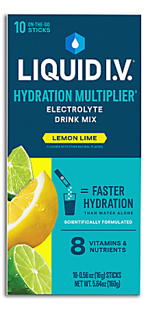 Liquid IV Lemon Lime Hydration Multiplier 0.56 Fl Oz Pack Of 10 Pouches -  Office Depot