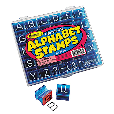 Learning Resources® Uppercase Alphabet Stamps, 1" x 1", 34 Stamps Per Set, Pack Of 2 Sets