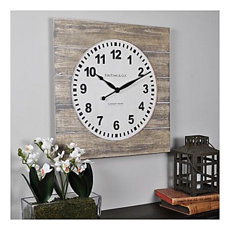 FirsTime & Co.® Jackson Square Wall Clock, Natural Wood