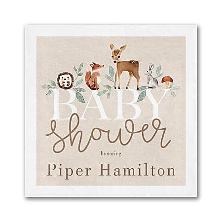 Custom Full-Color Printed Beverage Napkins, 4-3/4" x 4-3/4", Charming Creatures, Box Of 100 Napkins