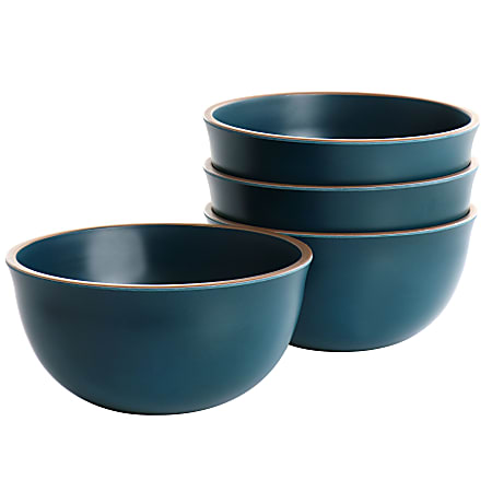 Gibson Home Rockabye 4-Piece Melamine Cereal Bowl Set, 6-1/8”, Dark Teal