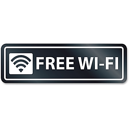 HeadLine Free Wi-Fi Window Sign - 1 Each - Free Wi-Fi Print/Message - Rectangular Shape - Self-adhesive, Removable - White, Clear