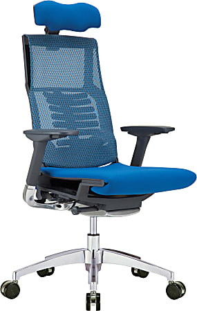 Raynor® Powerfit Erognomic Fabric High-Back Executive Office Chair, Blue/Black
