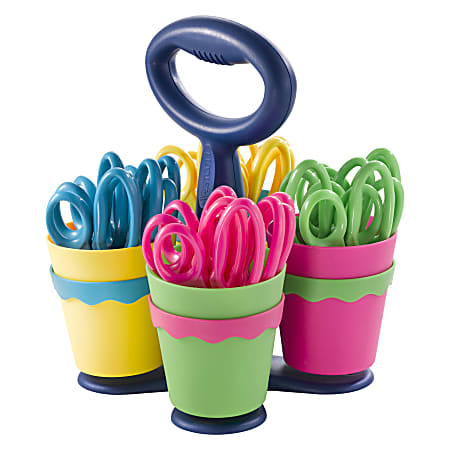Westcott® Kids Anti-Microbial Product Protection Scissors With Caddy, 5", Blunt, Multicolor, Pack Of 24