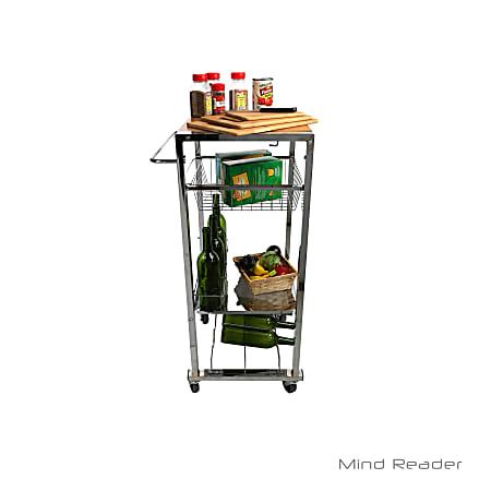 Mind Reader Chop Block 1-Drawer Metal Mobile Kitchen Cart, Silver