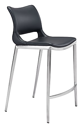 Zuo Modern Ace Counter Stool Set, Black/Silver, Set Of 2 Stools