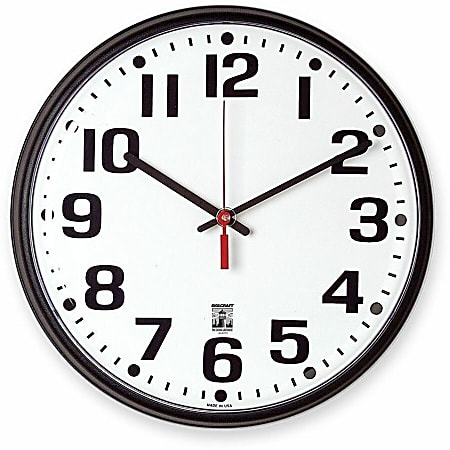 Skilcraft Self-Set Wall Clock, 12", Black Frame (AbilityOne 6645-01-557-3148)