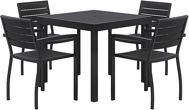 KFI Studios Eveleen 5-Piece Outdoor Patio Set, 33-13/16”H x 55”W x 32”D, Black, 840031925183