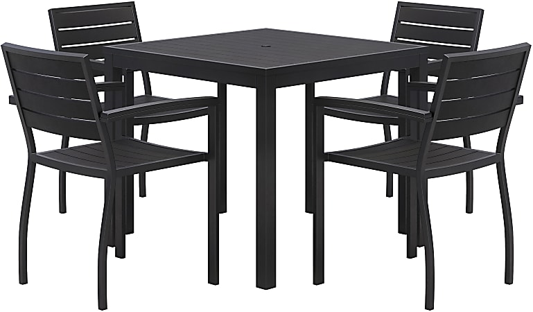 KFI Studios Eveleen 5-Piece Outdoor Patio Set, 33-13/16”H x 55”W x 32”D, Black