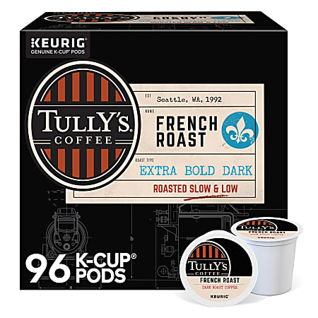 Tully's Coffee French Roast Keurig Single-Serve K-Cup Pods, Dark Roast, 24 Pods Per Pack, Case Of 4 Packs