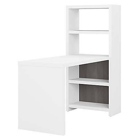 Office by Kathy Ireland® Echo 56"W Bookcase Desk, Pure White/Modern Gray, Standard Delivery