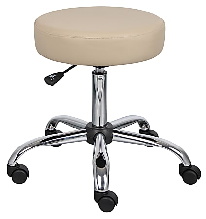 Boss Office Products Caressoft Medical Stool with Antimicrobial Protection, Beige/Chrome
