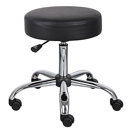 Boss Medical Stool With Antimicrobial Vinyl, Black/Chrome