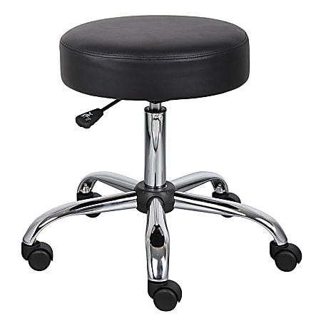 Boss Office Products Medical Stool With Antimicrobial Vinyl, Black/Chrome