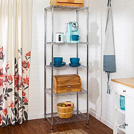 Honey Can Do 5-Tier Heavy-Duty Adjustable Storage Shelving Unit, 72”H x 18”W x 24”D, Chrome