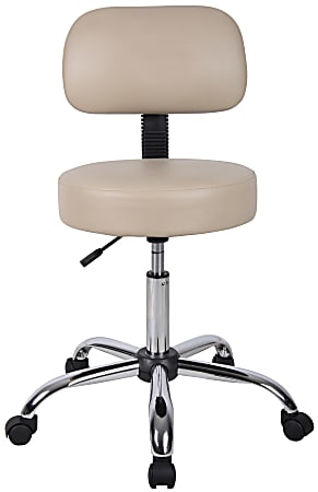 Boss Office Products Antimicrobial Medical Stool With Back, Beige/Chrome