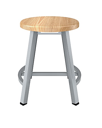 National Public Seating Titan Stool, 18", Natural Wood/Gray