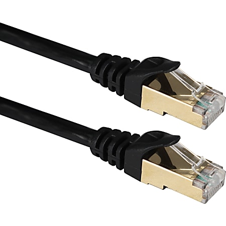 QVS 15ft CAT7 Black 10Gbps S-STP Flexible Molded Patch Cord - 15 ft Category 7 Network Cable for Network Device - First End: 1 x RJ-45 Network - Male - Second End: 1 x RJ-45 Network - Male - Patch Cable - Shielding - Black