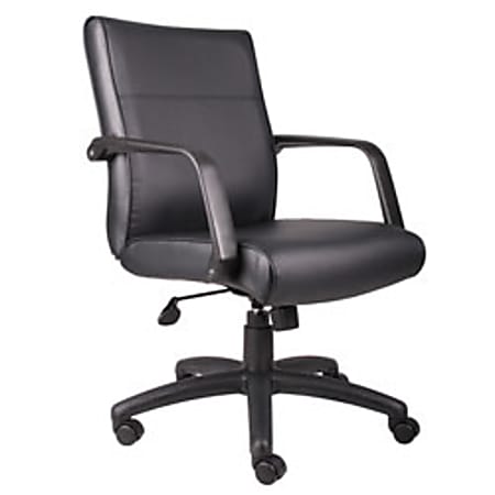 Boss Office Products Ergonomic Bonded Leather Executive Mid-Back Chair, Black