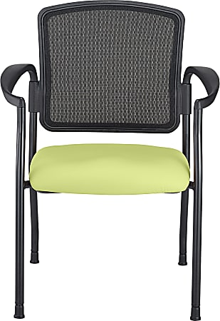 WorkPro® Spectrum Series Mesh/Vinyl Stacking Guest Chair With Antimicrobial Protection, With Arms, Lime, Set Of 2 Chairs, BIFMA Compliant