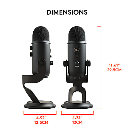 Blue Yeti X Wired Condenser Microphone Stereo 20 Hz to 20 kHz Cardioid Bi  directional Omni directional Stand Mountable Desktop USB - Office Depot