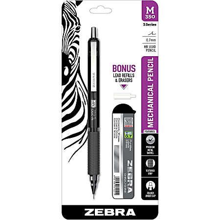 Zebra Pen STEEL 3 Series M-350 Mechanical Pencil - HB, #2 Lead - 0.7 mm Lead Diameter - Refillable - Black Lead - Metal Barrel - 1 / Pack
