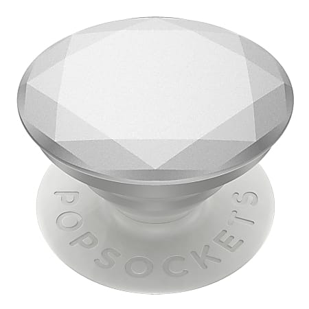 PopSockets Phone Stand, 1.5"H x 1.5"W x 0.25"D, Metallic Diamond Silver