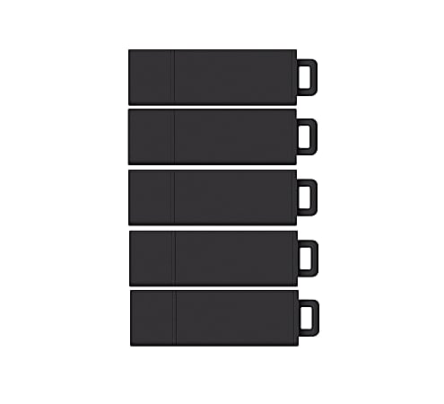 Centon DataStick Pro USB 2.0 Flash Drives, 16GB, Sport Black, Pack Of 5 Flash Drives, DSW16GB5PK