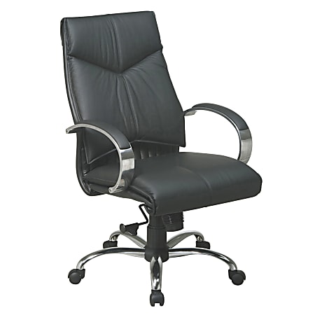 Office Star Deluxe Bonded Leather Mid Back Chair BlackChrome