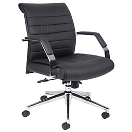 Boss Office Products Mid-Back Executive Chair, 38"H x 27 1/2"W x 30"D, Black/Chrome