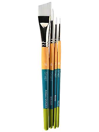 Princeton Snap Paint Brush Set, Set 3, Assorted Sizes, White Taklon Bristles, Synthetic, Multicolor