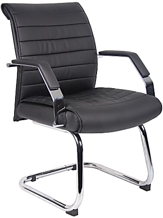 Boss Ribbed Mid-Back Guest Chair, Black/Chrome