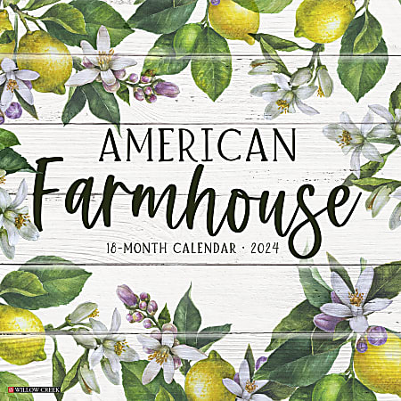 2024 Willow Creek Press Art & Design Monthly Wall Calendar, 12" x 12", American Farmhouse Art, January To December