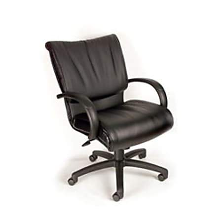 Boss Office Products Bonded Leather Executive Mid-Back Chair, 42 1/2"H x 27"W x 27"D, Black