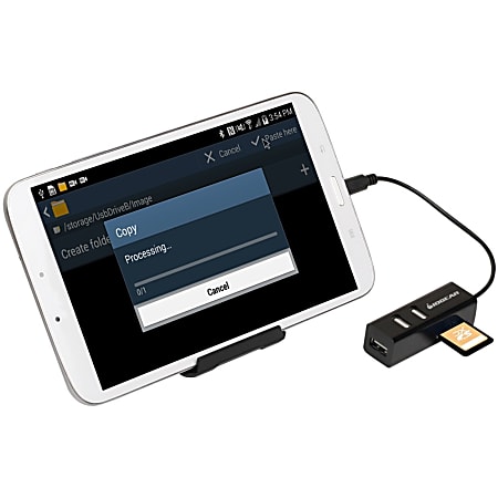 IOgear GoFor2+ USB OTG Card Reader With Hub For Mobile Devices, Black
