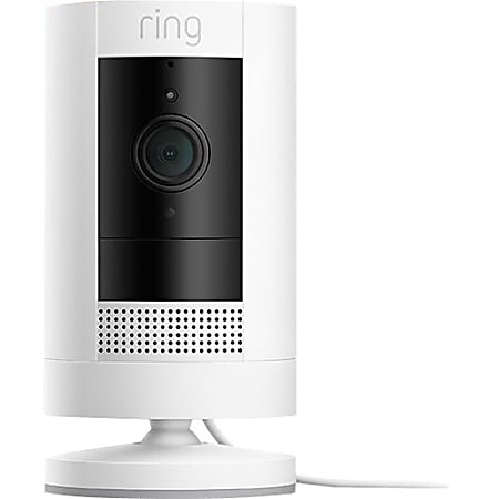 Ring Stick Up HD Wired Indoor/Outdoor Plug-In Security Camera, White