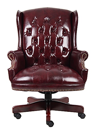 Boss Office Products Traditional Ergonomic High-Back Chair, 44"H, Burgundy/Mahogany