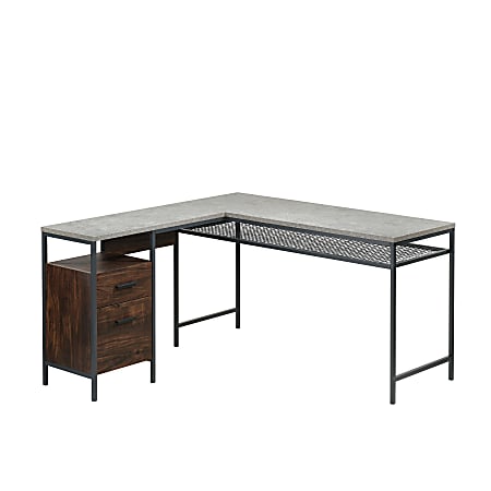 Sauder® Market Commons 56"W L-Shaped Corner Desk, Rich Walnut/Slate Gray