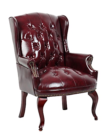 Boss Office Products Traditional High-Back Chair, 41-1/2"H, Burgundy/Mahogany