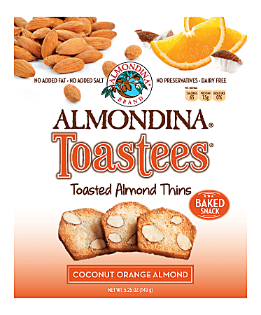 Almondina Toastees, Coconut Orange Almond, 5.25 Oz, Pack Of 12 Bags