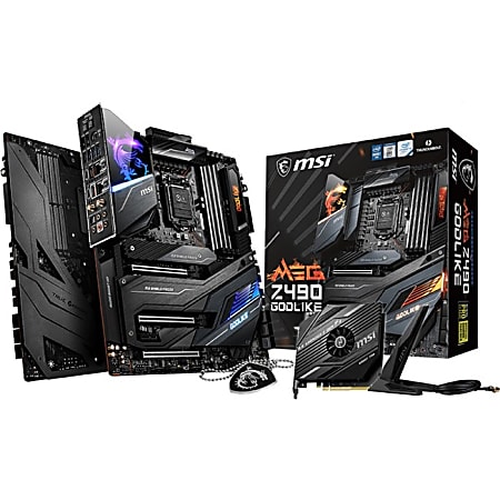 MSI MEG Z490 GODLIKE Desktop Motherboard - Intel Chipset - Socket LGA-1200 - Intel Optane Memory Ready - Extended ATX - 128 GB DDR4 SDRAM Maximum RAM - DIMM, UDIMM - 4 x Memory Slots - IEEE 802.11 a/b/g/n/ac/ax - 6 x SATA Interfaces