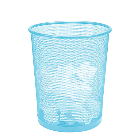 Mind Reader Metal Mesh Trash Can 4.4 Gallon Waste Paper Basket, 13-3/4"H x 11-1/2"W x 11-1/2"D, Blue