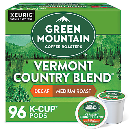 Green Mountain Coffee® Single-Serve Coffee K-Cup®, Decaffeinated, Vermont Country Blend®, Carton Of 96, 4 x 24 Per Box