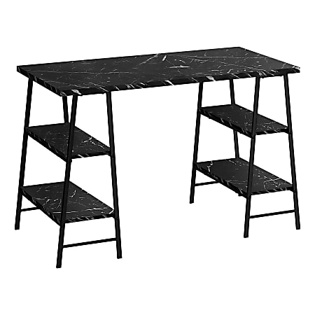 Monarch Specialties Wincey 48"W Computer Desk, Black Marble-Look