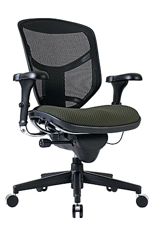 WorkPro® Quantum 9000 Series Ergonomic Mesh/Premium Fabric Mid-Back Chair, Black/Olive, BIFMA Compliant