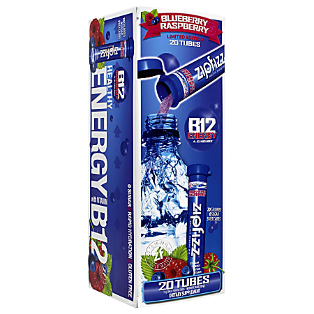 Zipfizz Blue Raspberry Energy Drink Mixes 18 Oz Pack Of 20 Mixes