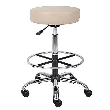 Boss Office Products Medical Stool With Antimicrobial Protection, Footring, Beige/Chrome