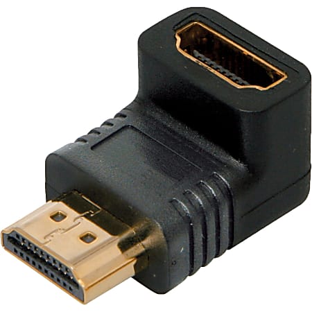 4XEM 90 Degree HDMI A Male To HDMI A Female Adapter - 1 Pack - 1 x 19-pin HDMI (Type A) HDMI 1.3 Digital Audio/Video Male - 1 x 19-pin HDMI (Type A) HDMI 1.3 Digital Audio/Video Female - 1920 x 1080 Supported - Gold Connector - Gold Contact - Black