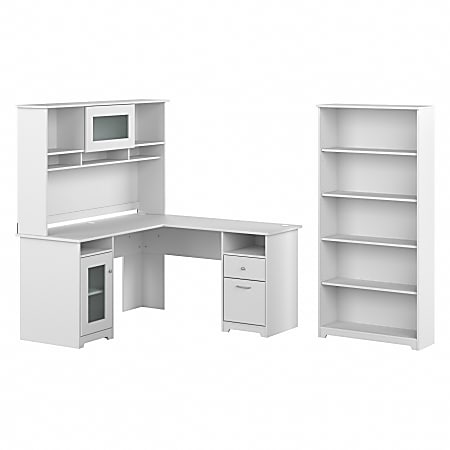 Bush Furniture Cabot 60W Corner Desk with Storage Modern Gray