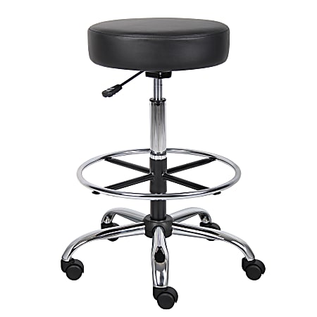 Boss Office Products Medical Stool With Foot Ring And Antimicrobial Vinyl, 34"H x 25"W X 25"D, Black/Chrome